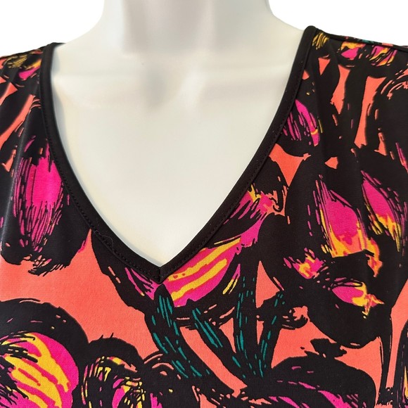 Worthington Floral V Neck Sleeveless Top - Size Large - Picture 3 of 8